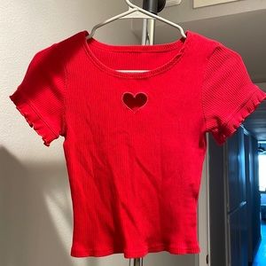 cute red heart short sleeves